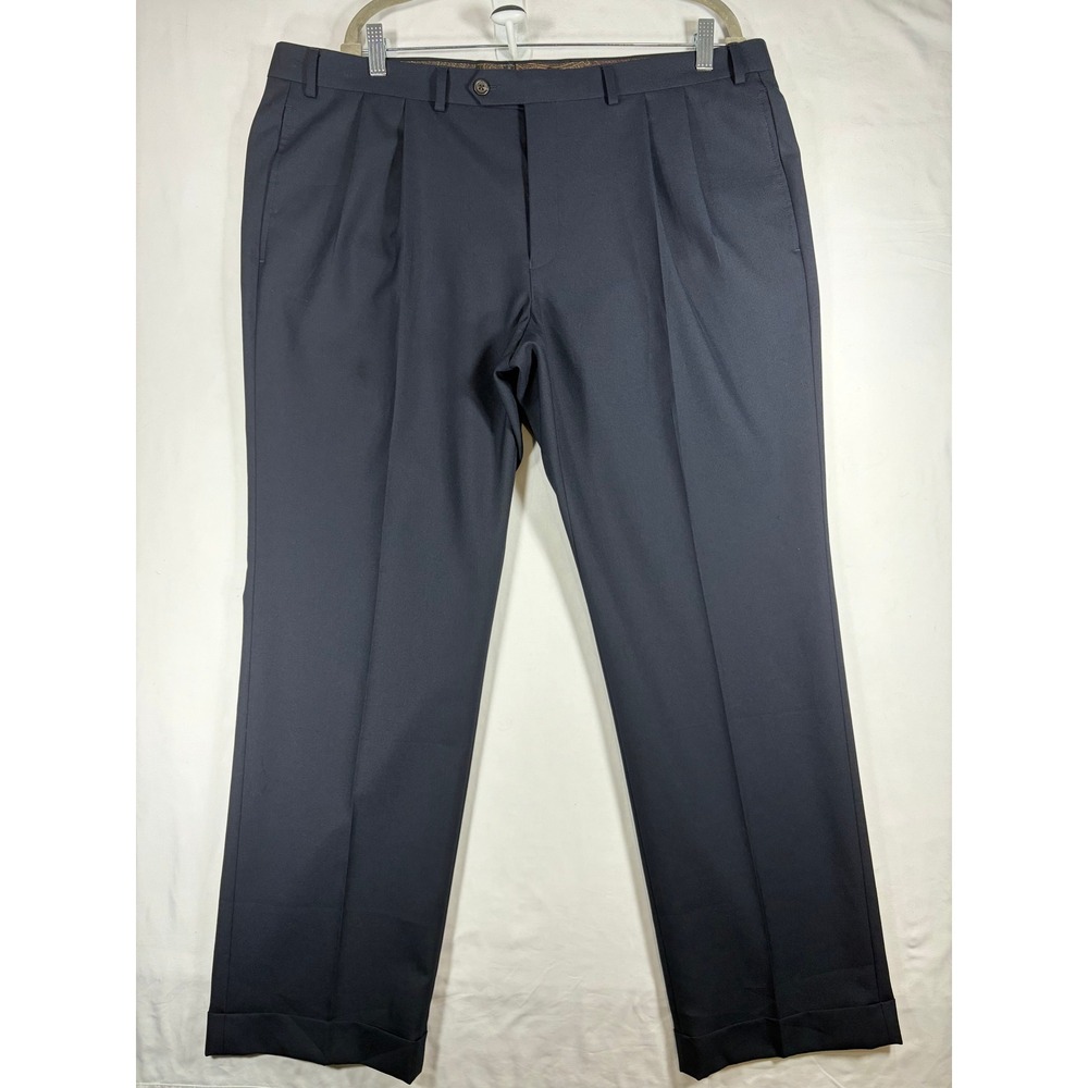Lauren Ralph Lauren Dress Pants Women 40W x 30L Navy Blue Cuffed Trousers